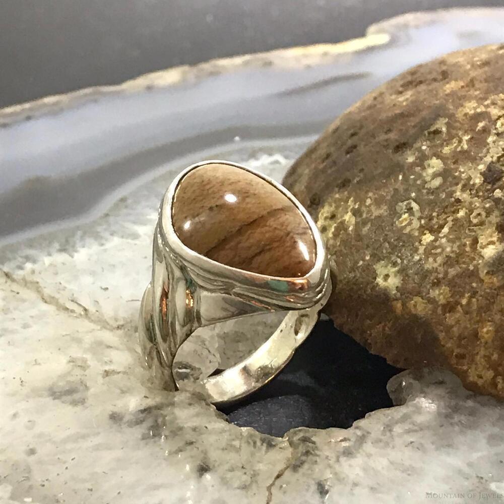 Carolyn Pollack Sterling Silver Natural Picture Jasper Ring Size 10 For Women - Picture 3 of 10
